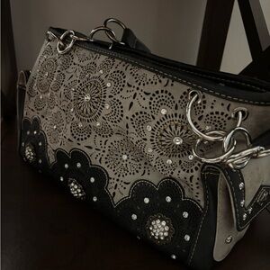 Montana West Black and Gray Studded Shoulder Bag